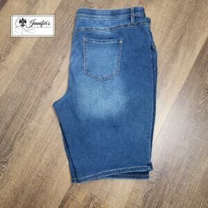 Cato Denim Women's Blue Curvy Pull On Bermuda Jean Shorts Size 18W